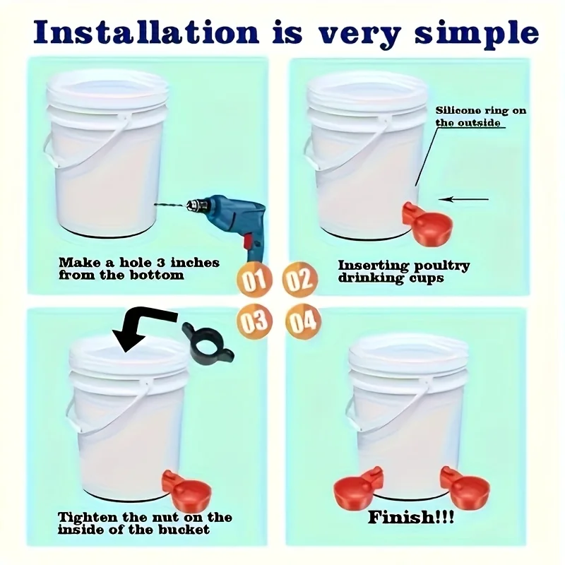 5-piece poultry waterer/drinking bowl - self-filling, non-electric waterer for ducks, geese, and turkeys, accessories only.