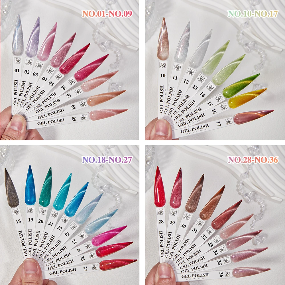 Vendeeni 36 Farben/Set Kristall-Katzenaugen-Gel-Nagellack Magnetischer UV-LED-Soak-Off-Gel-Lack Rosa Roter Katzenaugen-Gel mit Display – Detail 4