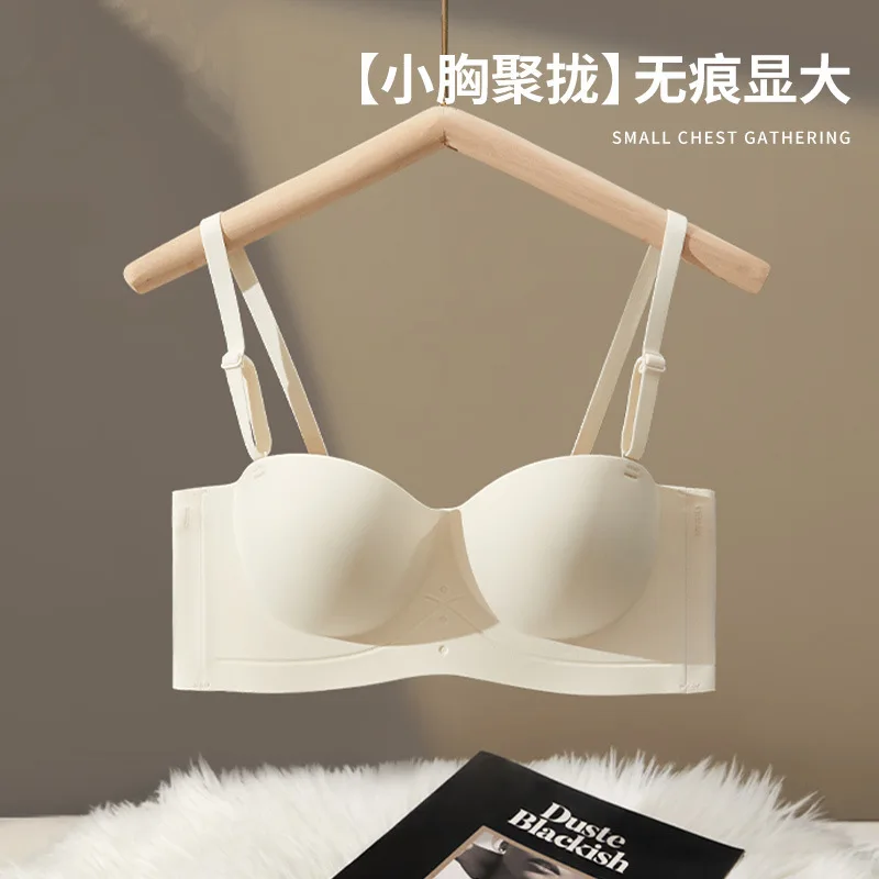 Zomer markless half cup ondergoed voor dames met kleine borsten verzameld om ze groot uit te zien zonder stalen ringen en borsten t