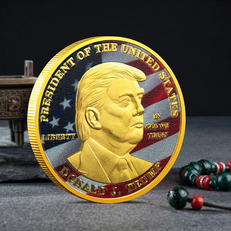 New Fashion Trump Commemorative Coin Bitcoin Commemorative Medal Scenic Area Coin Home Activity Decoration Gift