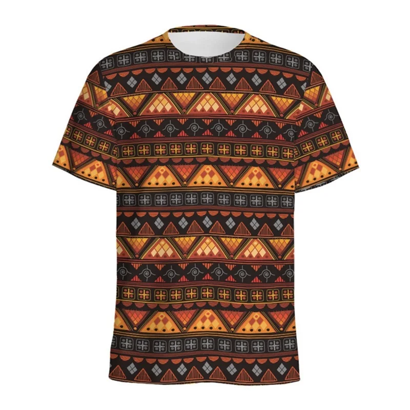 

Retro African Tribal Graphic T-Shirt For Men Summer Round Neck Short Sleeve Africa Ethnic Printing T-Shirts Casual Man Clothes