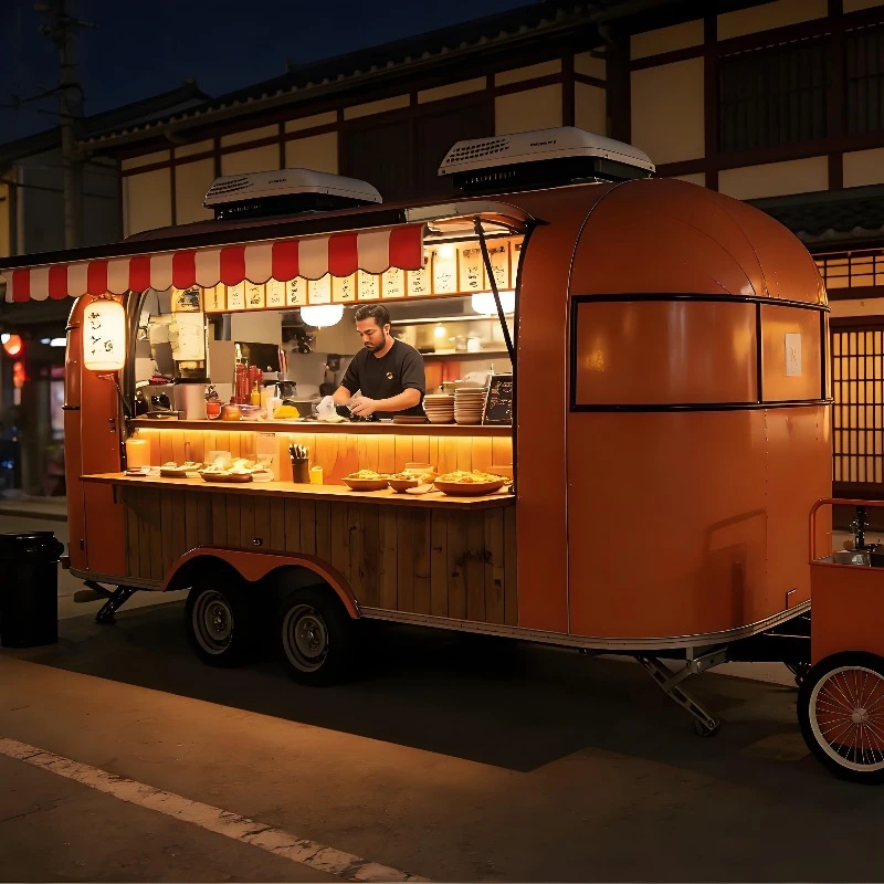 Factory Price New Outdoor Round Mobile Kitchen Fast Food Cart Cooking Equipment Street Food Trailer Snack Food Truck Customized