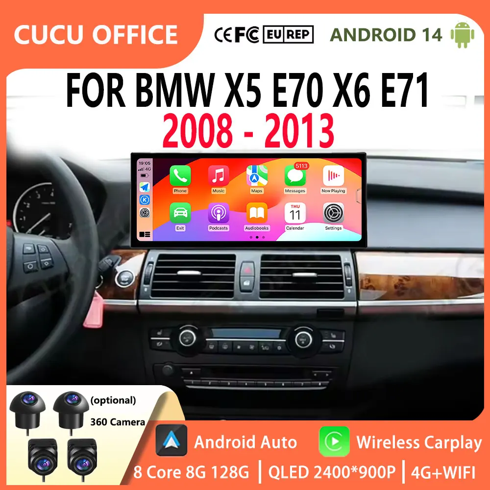 

for BMW X5 E70 X6 E71 2008 - 2013 CCC CIC System Carplay Android Intelligent System Car Radio Multimedia Player GPS Navi BT WiFi
