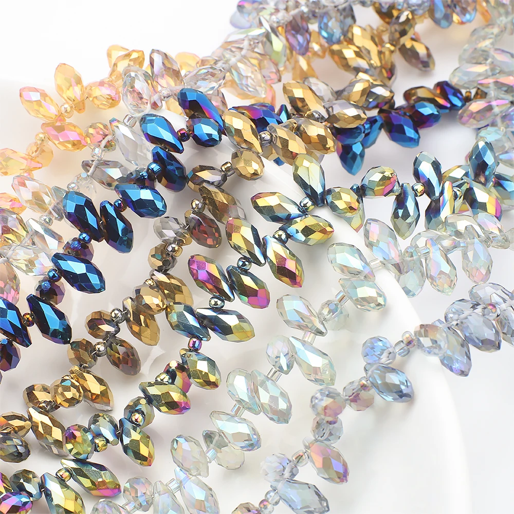 95 Teile/los 6x12mm Facettierte Birnenförmige Überzogene Kristall Glas Tropfen Perlen für DIY Schmuck Machen Ohrring Anhänger zubehör