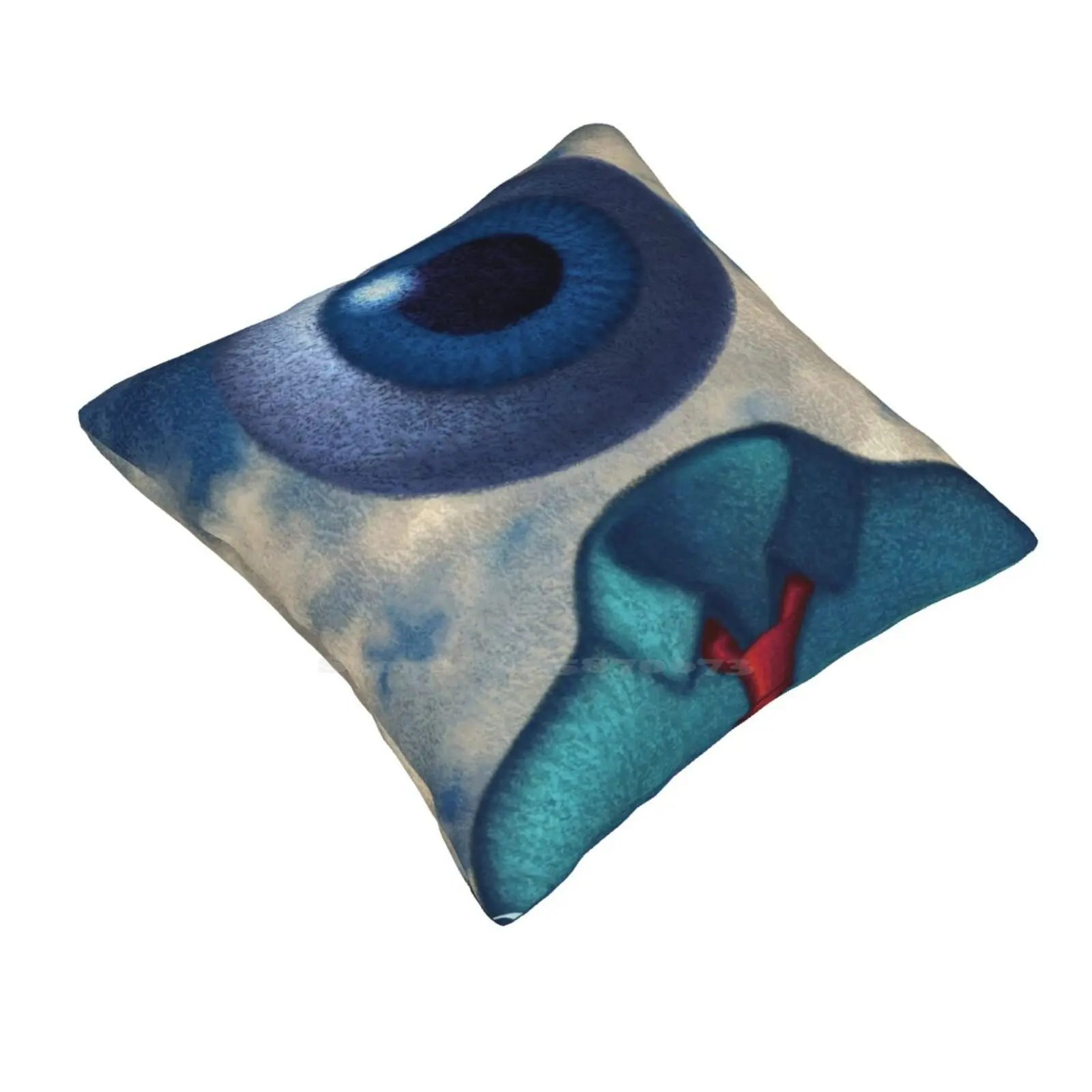 Eye'M Watching You Pillow Cover Hug Pillowcase Rene Magritte Surrealism Eyeball Big Brother 1984 George Orwell Clouds Blue