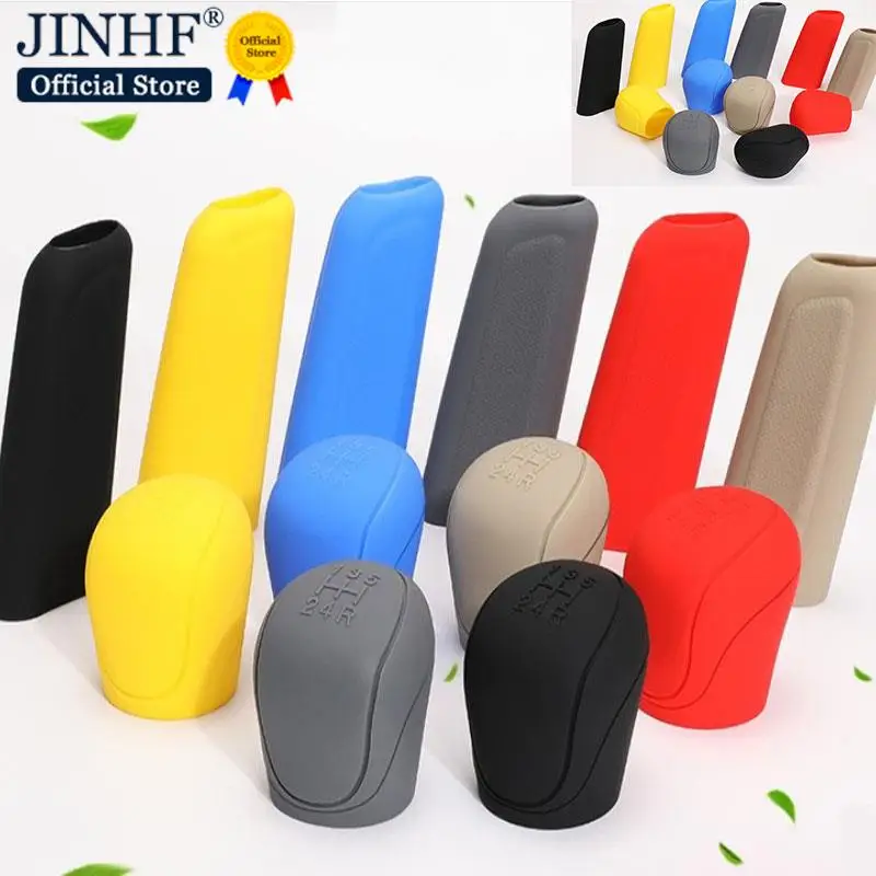 2pcs Universal Car Gear Hand Shift Knob Cover Silicone Handbrake Non-Slip Protectors Hand Brake Covers