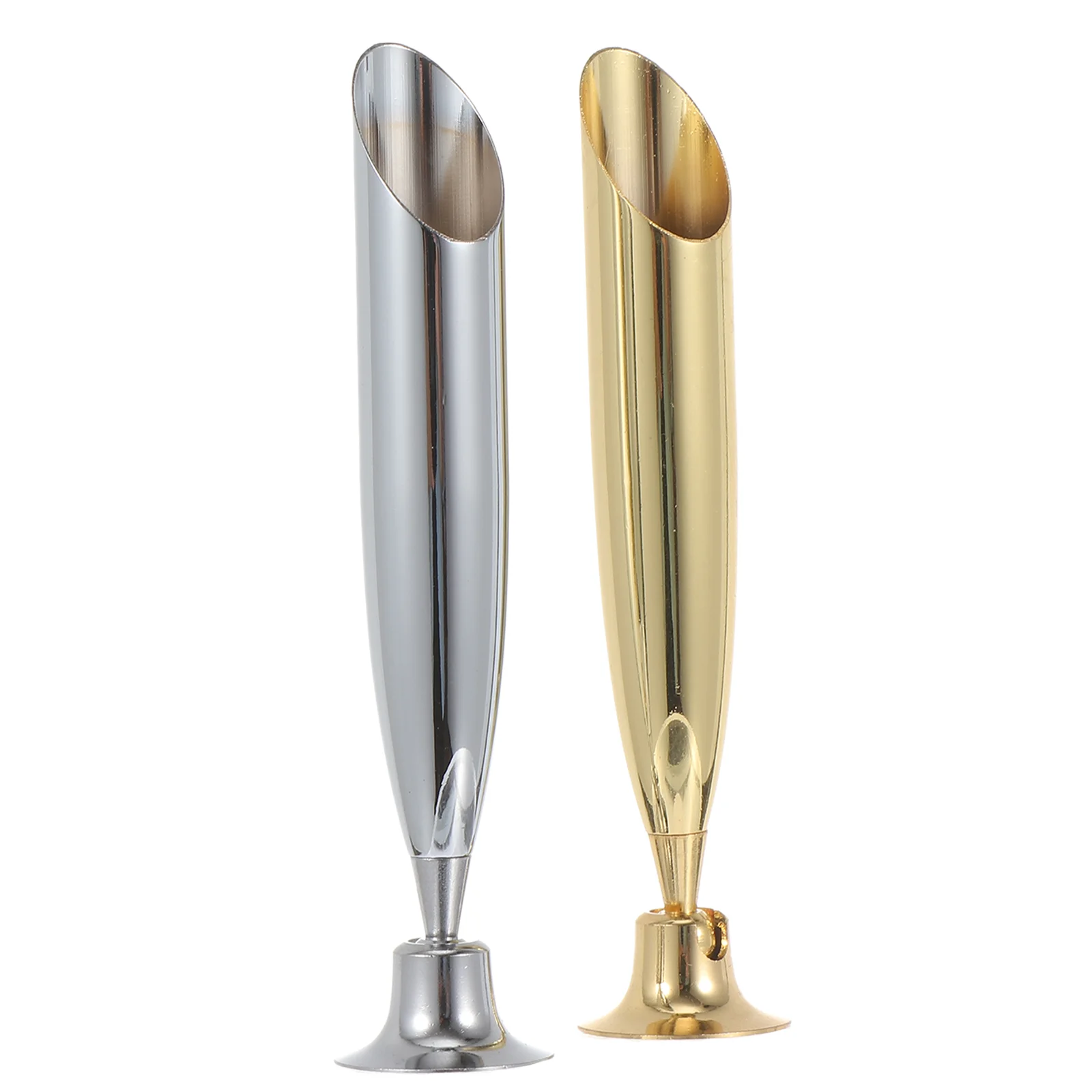 

2 Pcs Pen Socket Metal Holder Quill-pen Rest Fountain Toothbrush Holders Storage Stand Receptacle Outlet Stainless Steel Funnel