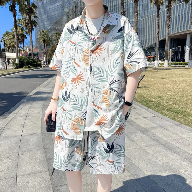 Men's Beach Vacation Outfit Lightweight Quick-Dry Shirt and Shorts Matching Set for Tropical Holidays Party Wear M-XXXXXL Summer