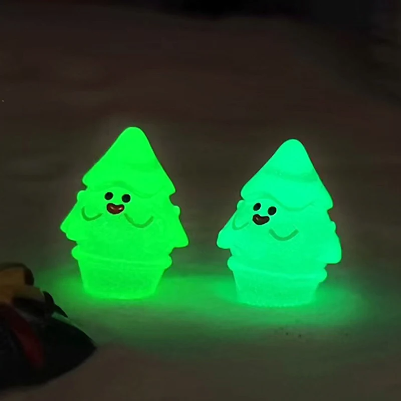 5pcs/1pce Mini Luminous Christmas Tree Ornaments Figure Decor Kids New Year Gift