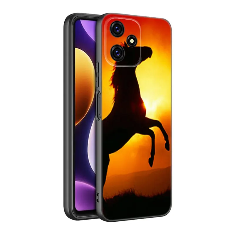 Horse Animal Black Silicone Phone Case For Xiaomi Redmi 11 Prime 11A 12C 13C A1 A2 + 12 4G 10 5G 8A 9A 10A 9C 10C 9i 12R Note 9T