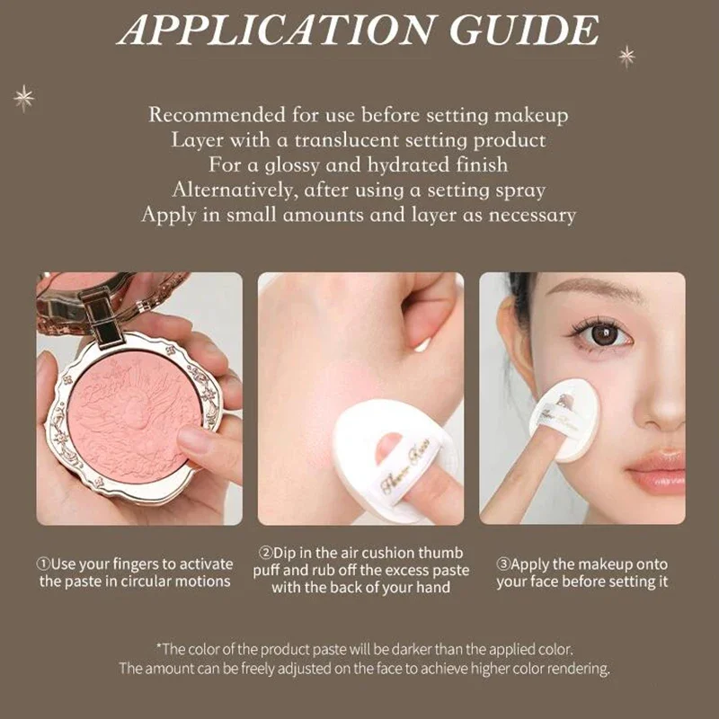 Flor sabe creme blush maquiagem coreana suave longa duração nuvem pele olhar brilho natural bochecha matiz rosto realçador