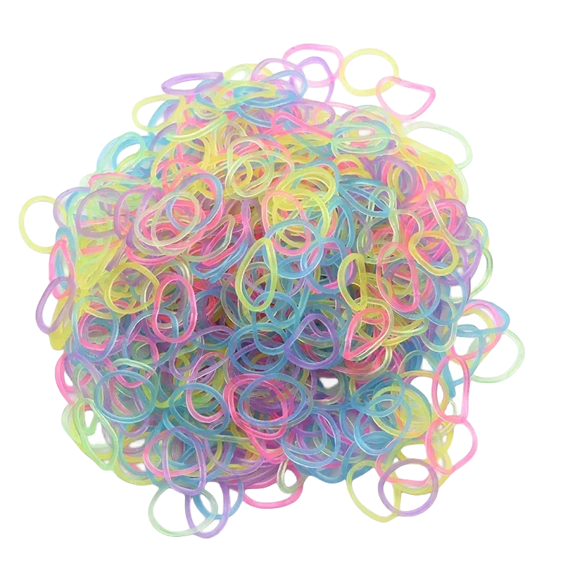 600Pcs New ColorTransparent  Fluorescence Glow Bracelets Making Supplies DIY Rubber Loom Bands Wrist Necklaces Child Party Toys