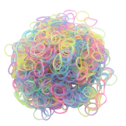 600Pcs New ColorTransparent  Fluorescence Glow Bracelets Making Supplies DIY Rubber Loom Bands Wrist Necklaces Child Party Toys