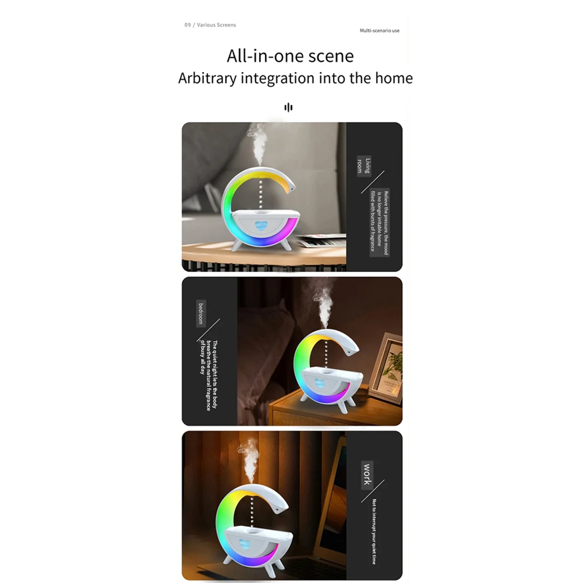 

Anti-Gravity Air Humidifier 350ml with Bluetooth 5.0 Speaker RGB for Home Office HumidifierJAS