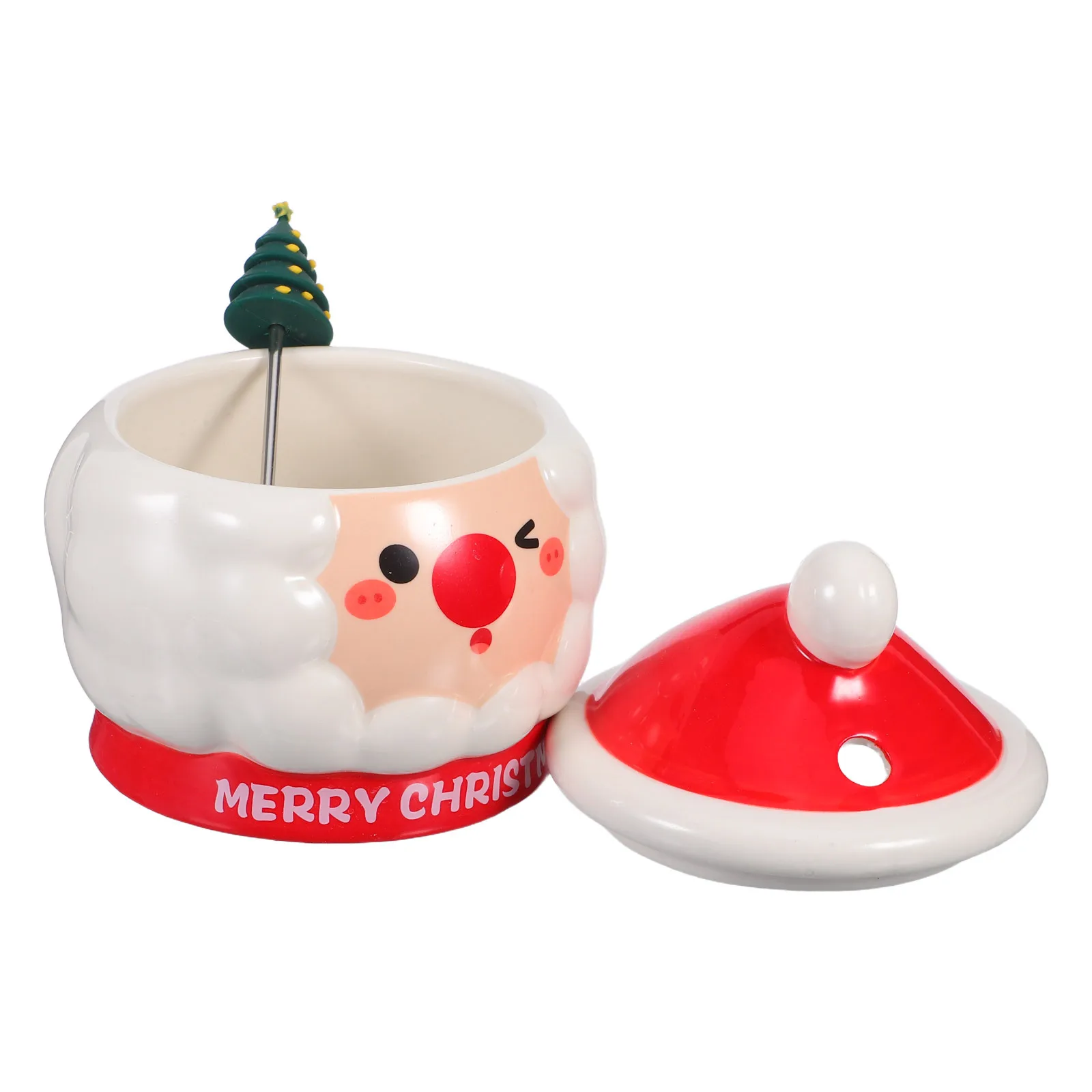 

Hand-Painted Ceramic Santa Claus Mug with Lid Festive Christmas Coffee Cup for Latte Hot Cocoa Tea Holiday Decor