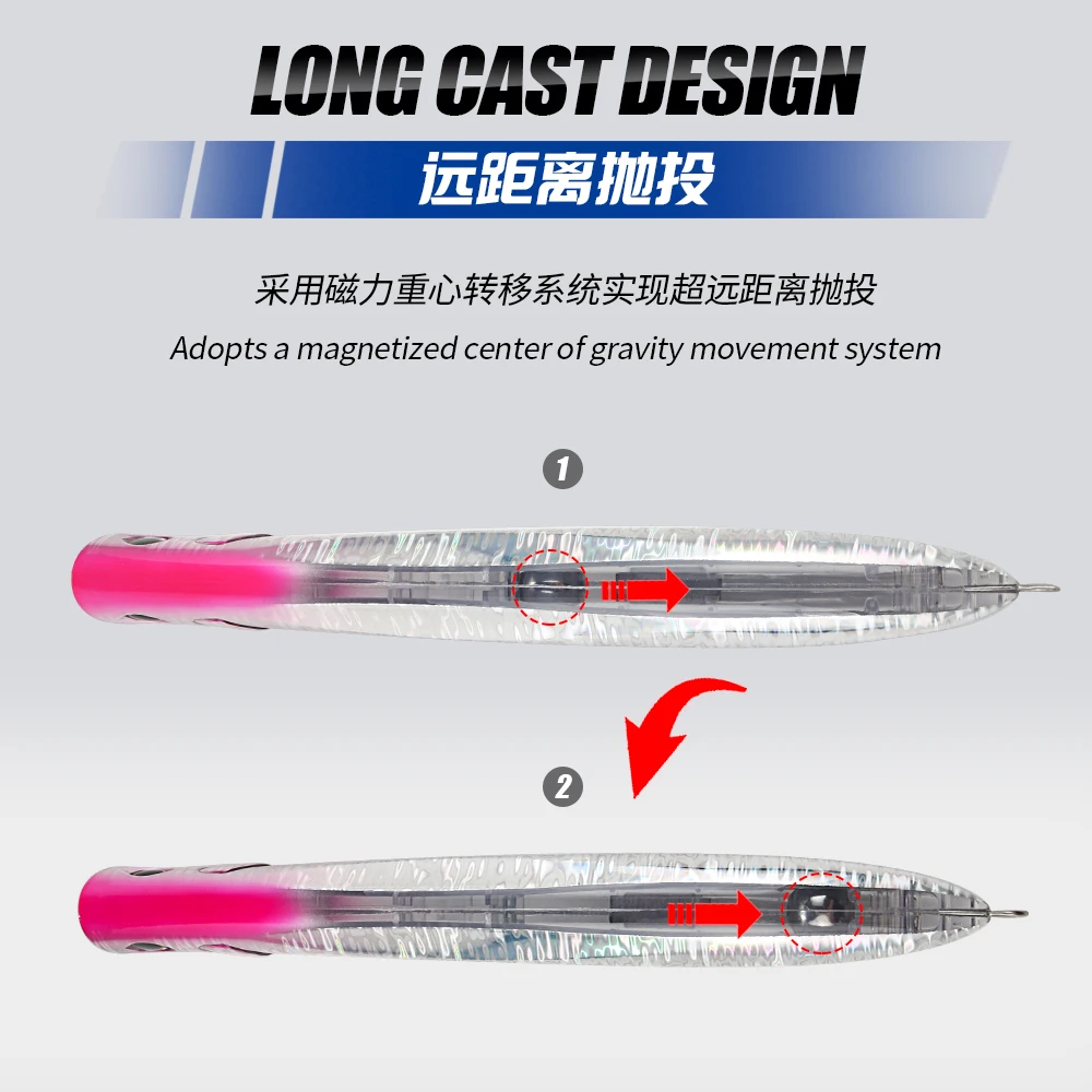 Jiggingpro 60 جرام 190 مللي متر الصيد العائمة بوبر السحر ل التونة البلاستيك الصلب المياه المالحة التوصيل الصيد إغراء مع خطاف ثلاثي #5