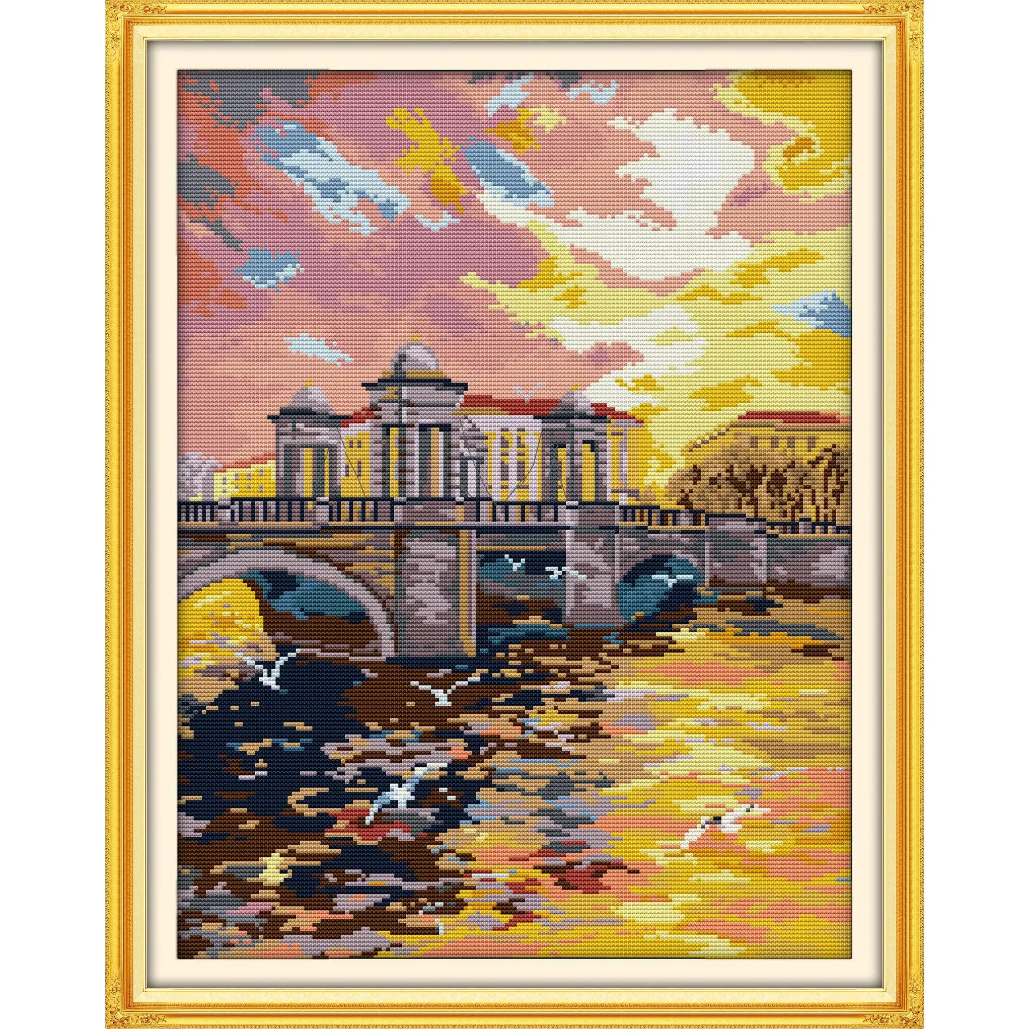 

Joy Sunday Pre-printed Cross Stitch Kit Easy Pattern Aida Stamped Fabric Embroidery Set-Morning Glow