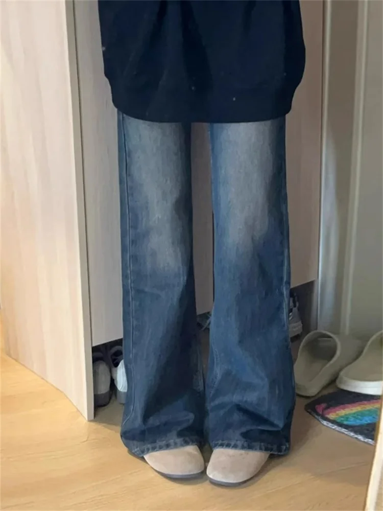 حجم كبير Thiened Fce الدنيم السراويل النسائية متوهج السراويل الخريف الشتاء فضفاض مستقيم الساق غير مطابقة طماق