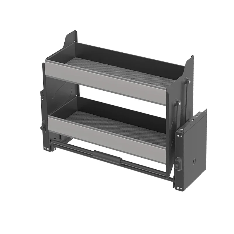 Hanging cabinet pull basket Kitchen cabinet basket Double layer Wall cabinet Lift Seasoning drop basket Double damping