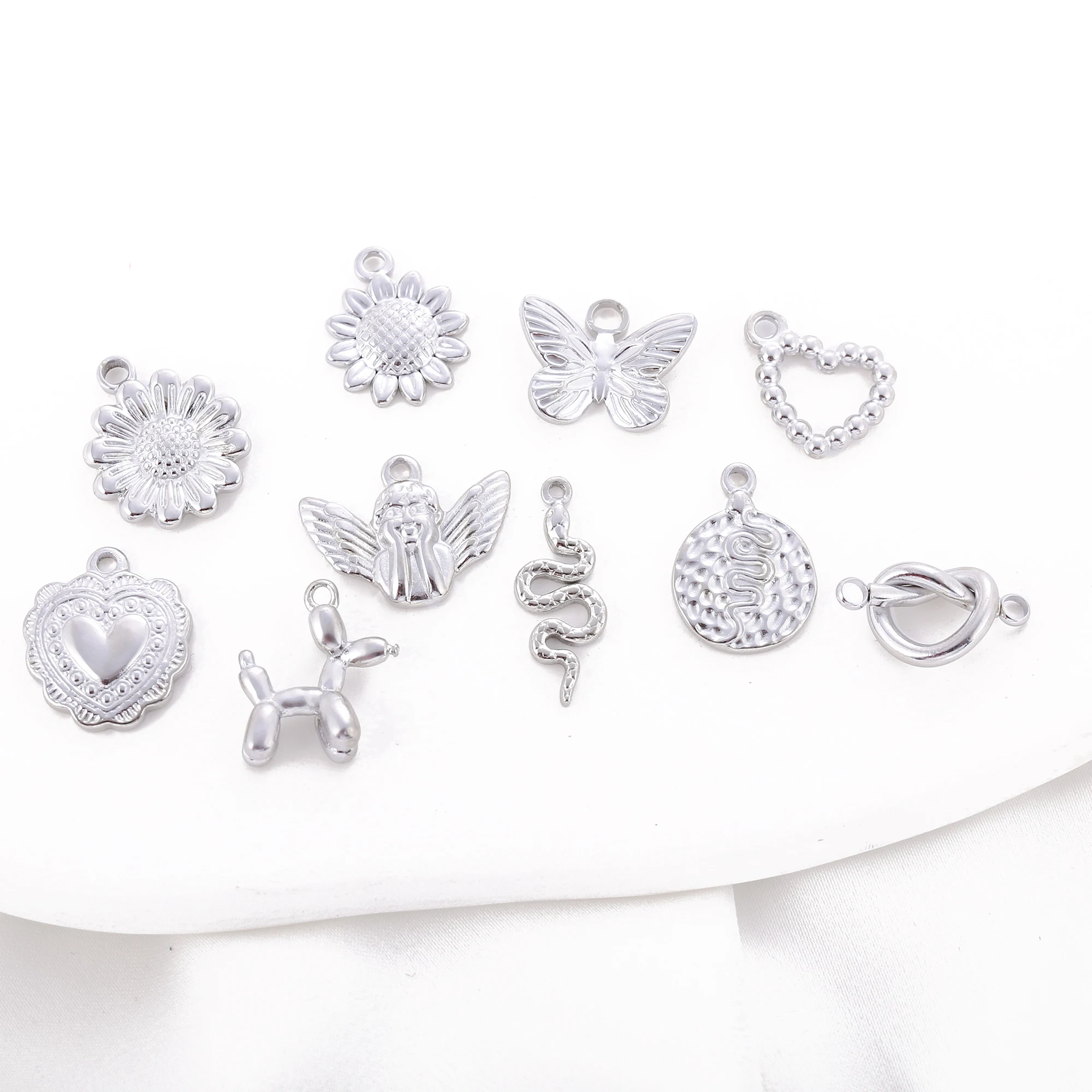 3PCS Edelstahl Herz Schmetterling Sonnenblume Schlange Niedlichen Hund Charms Für Schmuck Machen Liefert Diy Halskette Ohrringe Armband – Detail 16