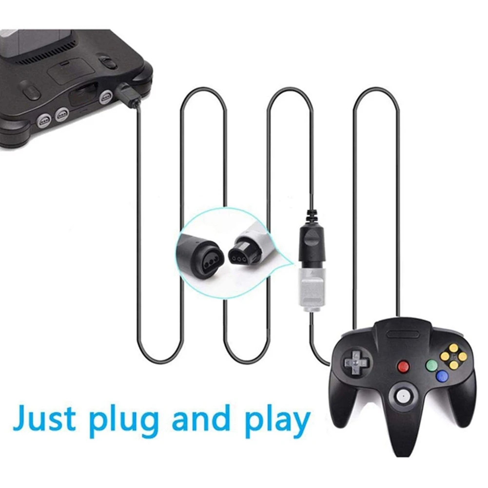 Cable de extensión para controlador de juego N64, 2 piezas, 6 pies, para Nintendo 64