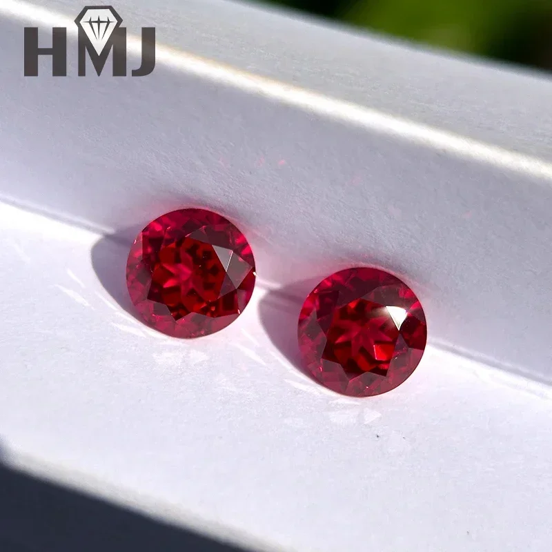 

Lab Grown Ruby Pigeon Blood Red Round Shaped Rubellite Color for Charms Jewel Making DIY Ring Necklace Earrings AGLCertificate