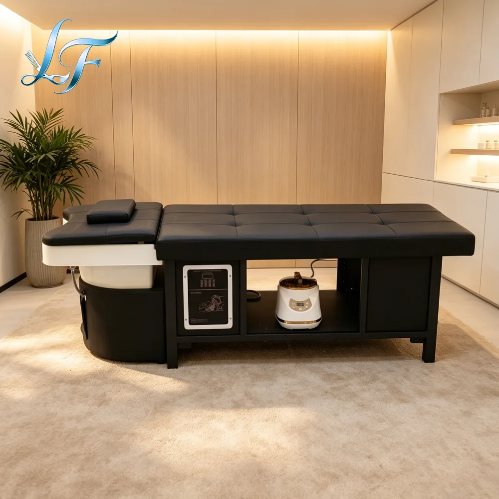 Water Cycle Waterfall Equipment Fumigation Shampoo Bed Japanese Head Spa With Storage Space Salon Bed