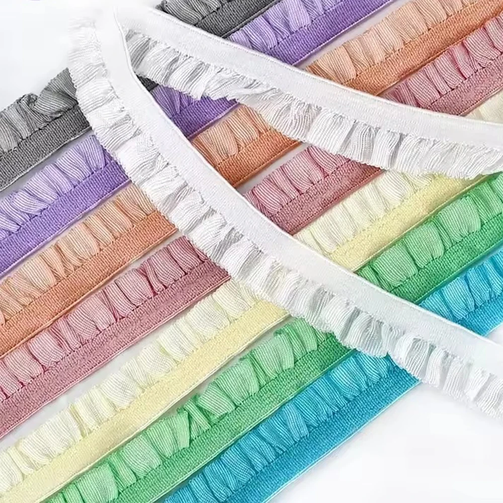 HOT Candy Color Stretch Ruffled Fabric DIY Bracelet Headdress Gift Box Bow Woven Swimsuit Bra Underwear Ribbon Decoration