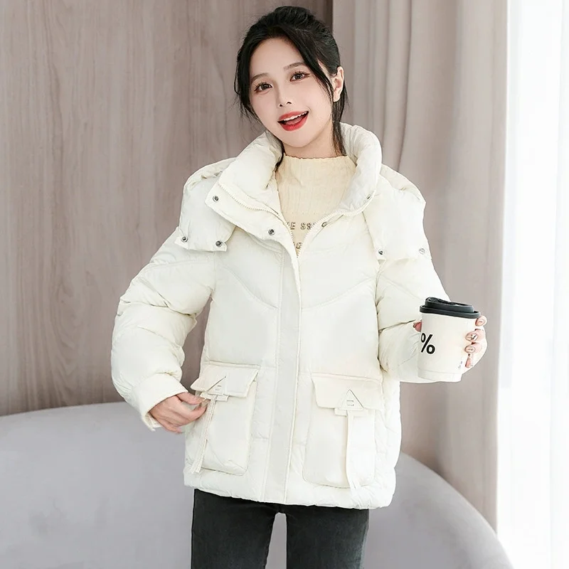Veste d'hiver femmes 2025 nouveau Parka décontractée à capuche épais vers le bas coton rembourré Parka femme veste manteau court mince vêtements d'extérieur chauds