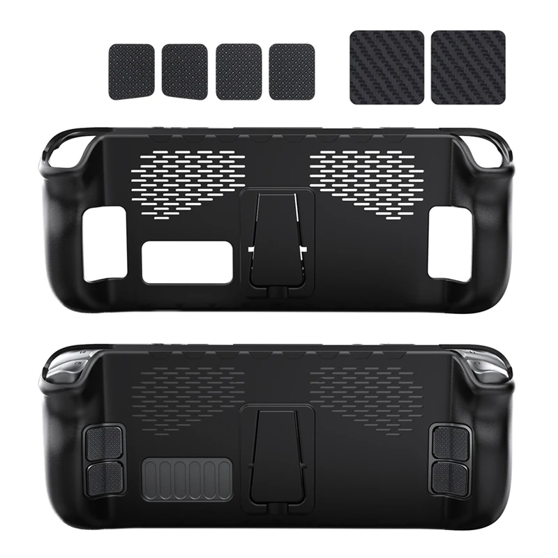 For Steam Deck Protective Shell TPU Protective Cover With Bracket Touchpad Button Sticker Set 7-Piece Set