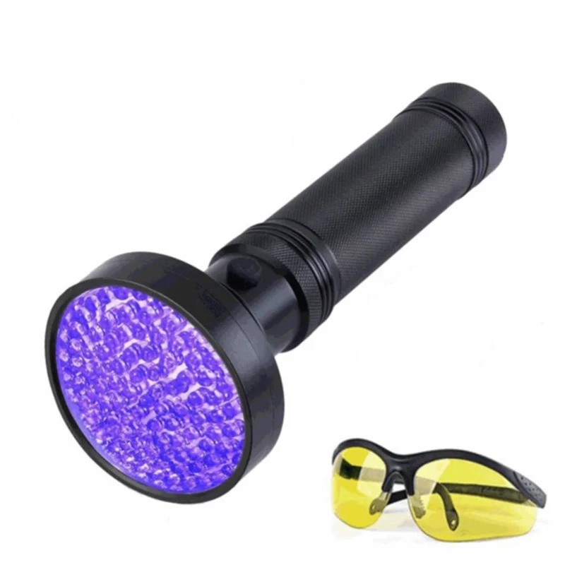 

UV Flashlight Pet Urine Detector Black Light 100 LED 395NM Blacklight With UV Sunglasses Handheld Detector For Dog Cat Dry