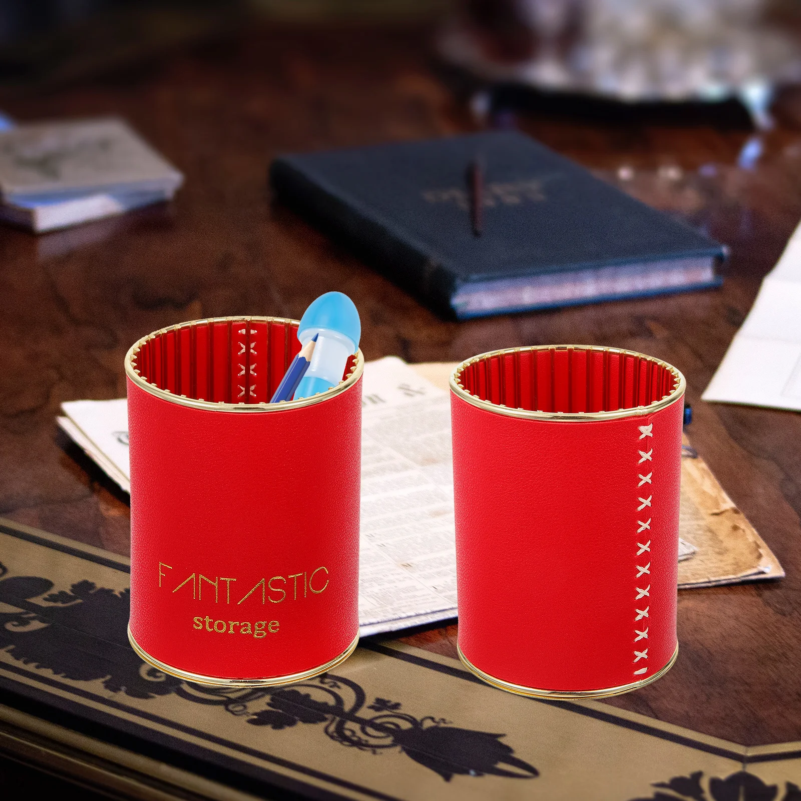 

Pen Holder Large Capacity Desk Organizer Pen Storage Bucket Makeup Brush Container Desktop Storage Pencil Bucket