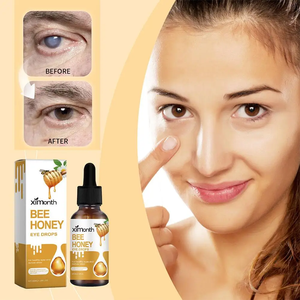 50ml Bee Honey Eye Drops Eye Treatment Discomfort Drops For Blurred Vision Cure Dry Eyes Cloudy Eyeball Black Shadow Remover