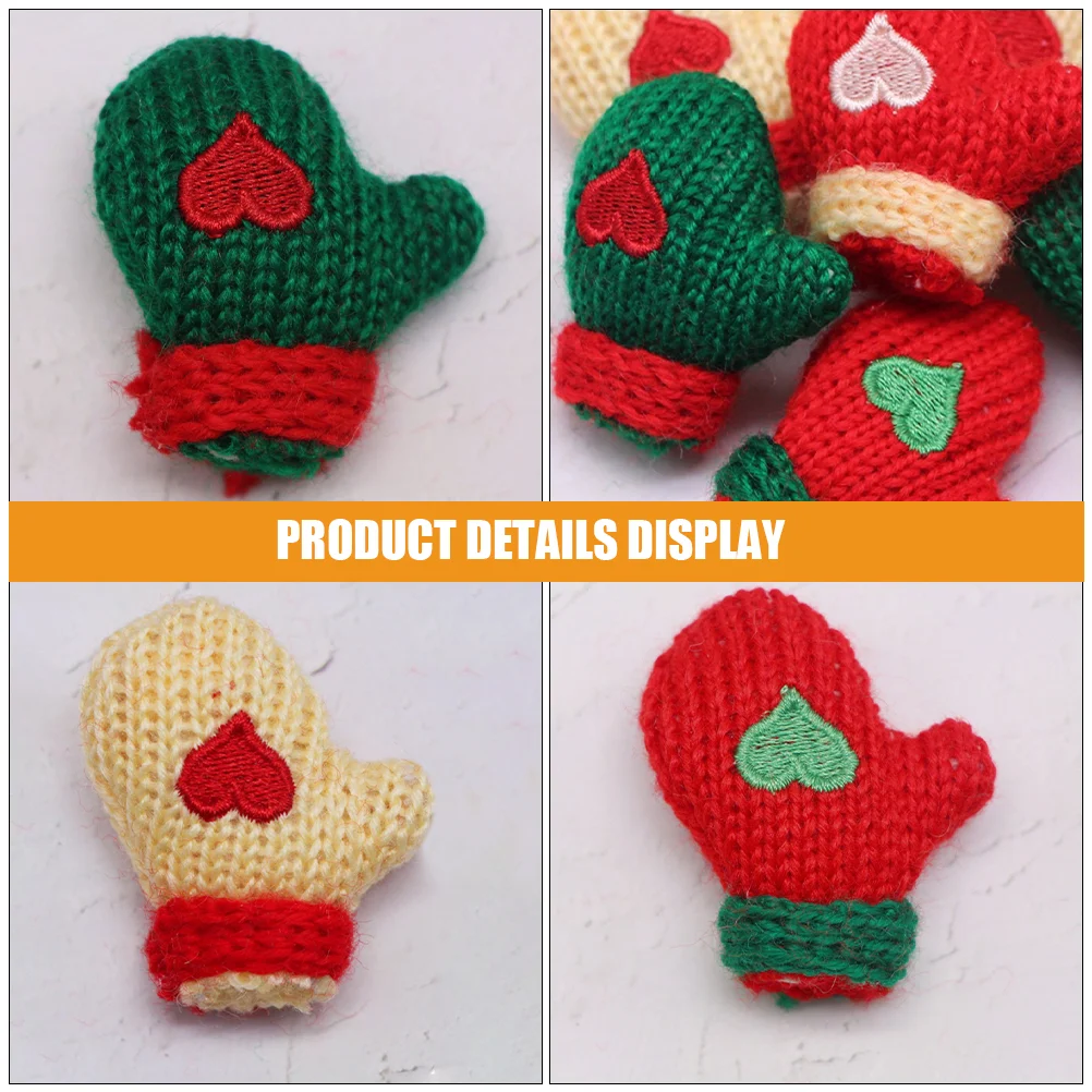 8 Pcs Christmas Decorations Dollhouse Woolen Gloves Tree Hanging Ornaments Miniatures Material Accessories Mittens