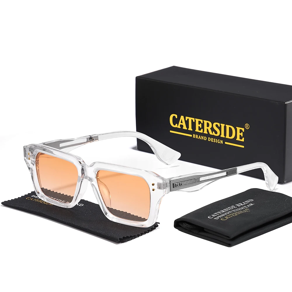 CATERSIDE Retro Quadratische Metall-Sonnenbrille für Männer, Modische Damen-Sonnenbrille, Outdoor-Reise-Fahrbrille, Dekorative Brille, UV400 – Detail 26