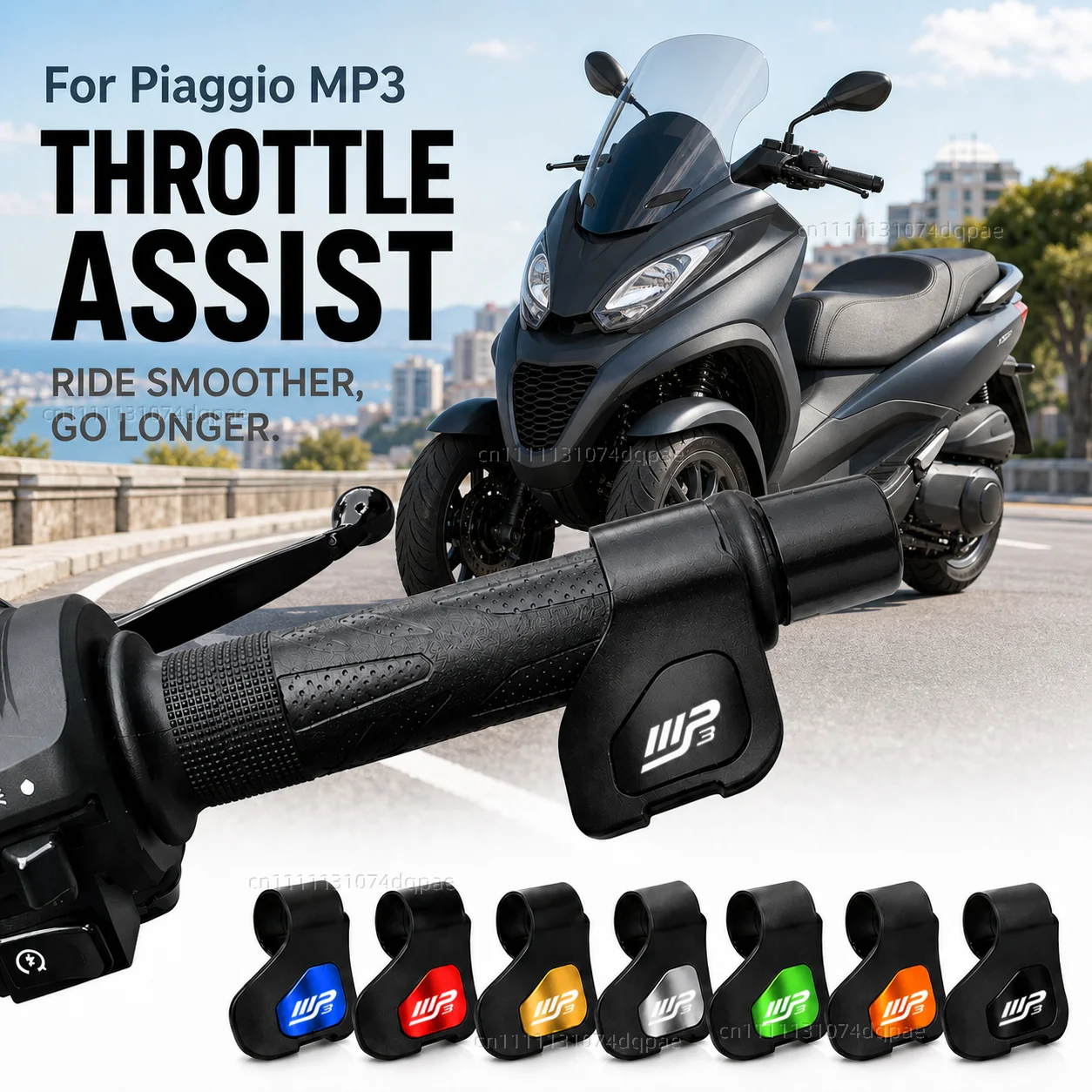 Image of Für Piaggio MP3 125 300 400 500 MP3125 MP3300 MP3500 2025 Motorrad Gasgriff-Assistent Clip Kraftsparender Beschleunigungs-CNC Neu
