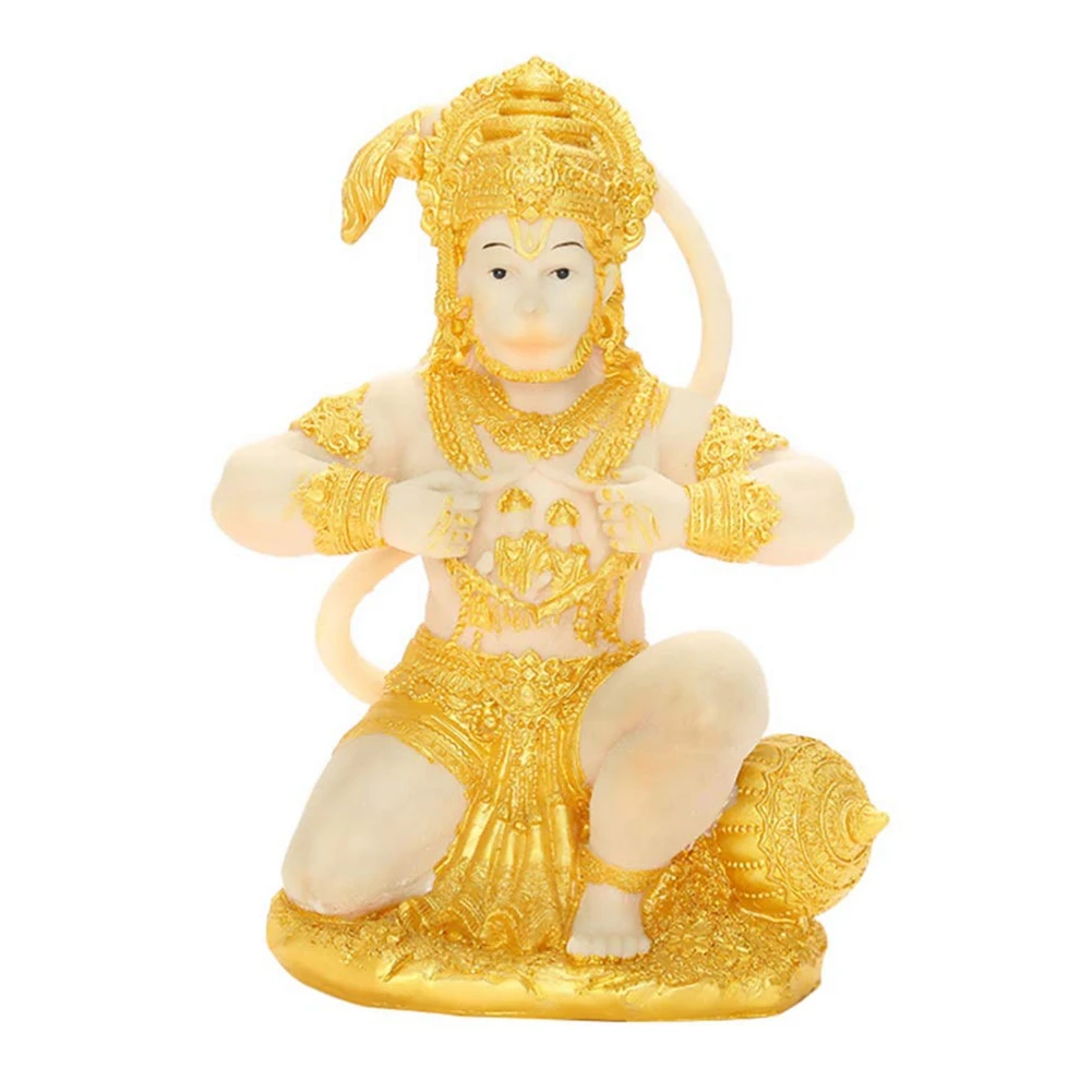 Gold Hanuman Statue Indian Lord Sculpture India Figurine Collection Idol Murti Pooja Sculpture for Decor Ornament