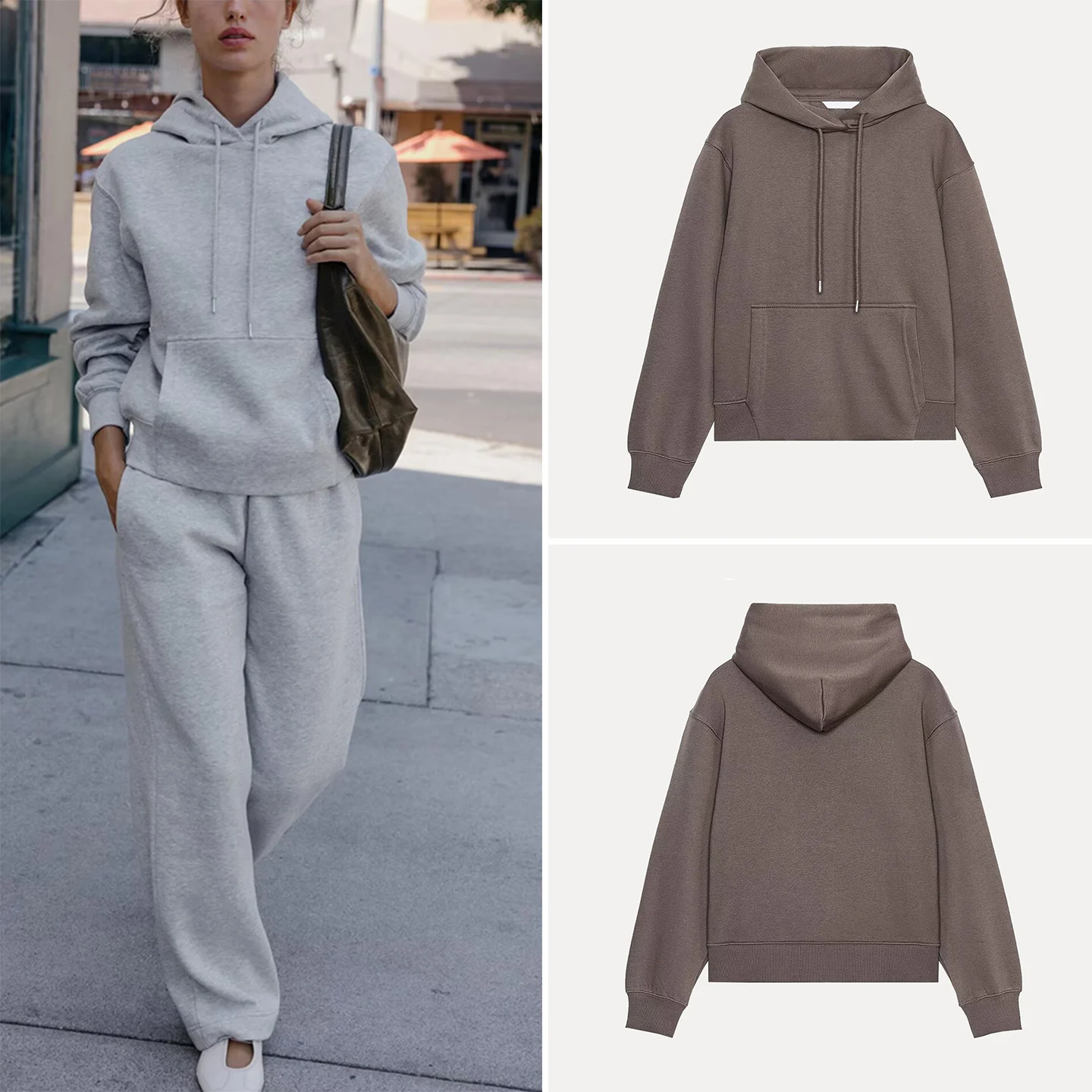 Z Felpa con cappuccio basic da donna e pantaloni Fce Set 2025 Nuovo arrivo Comodo abito casual Faion per adulti