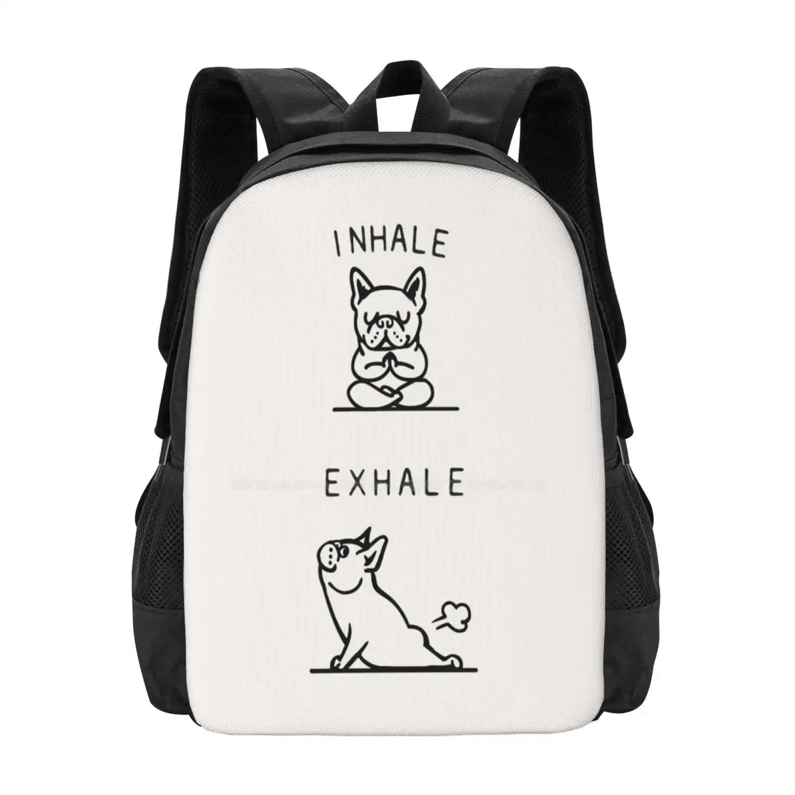 Inhale Exhale Frenchie Bag Backpack For Men Women Girls Teenage Inhale Exhale Frenchie Yoga Workout French Bulldog