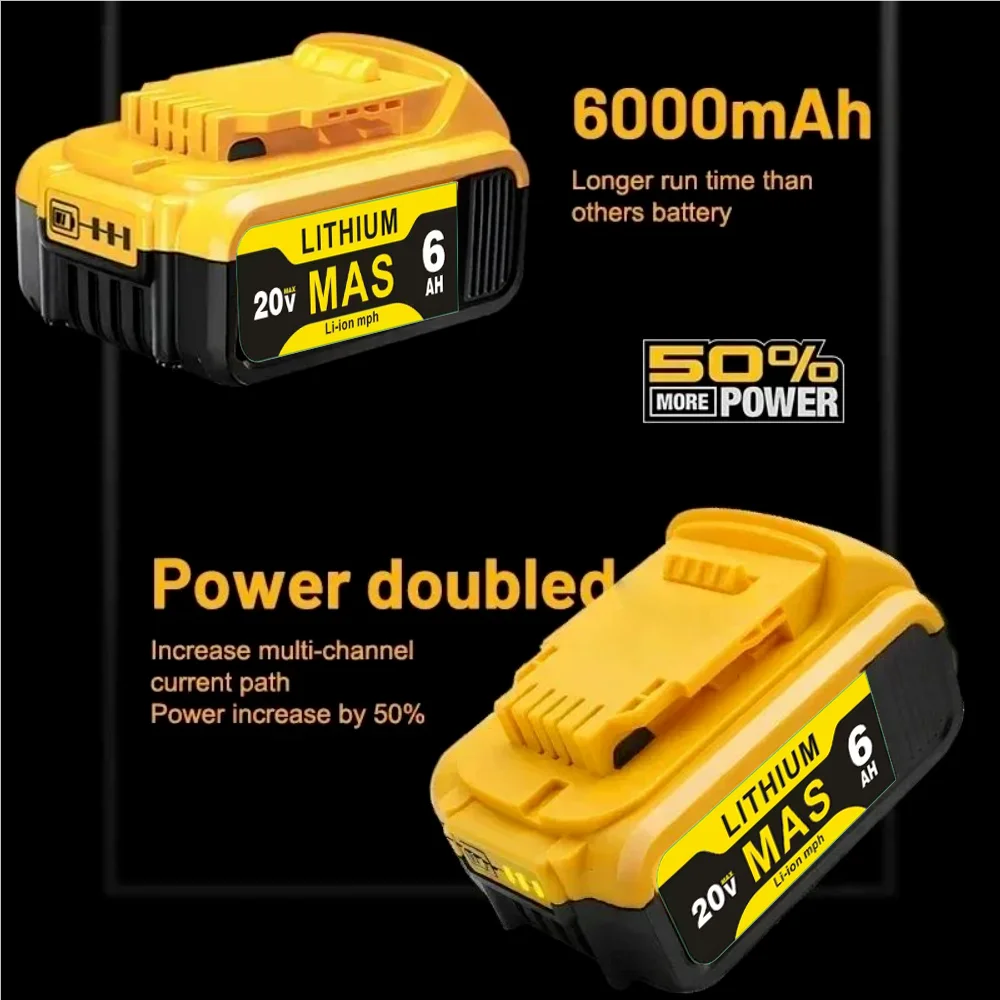 

For Dewalt 18V/20 Volt MAX DCB200 Lithium Battery Replacement 18V DCB203 DCB184 DCB182 180 DCB181 DCB182 DCB201 DCB206 Charger