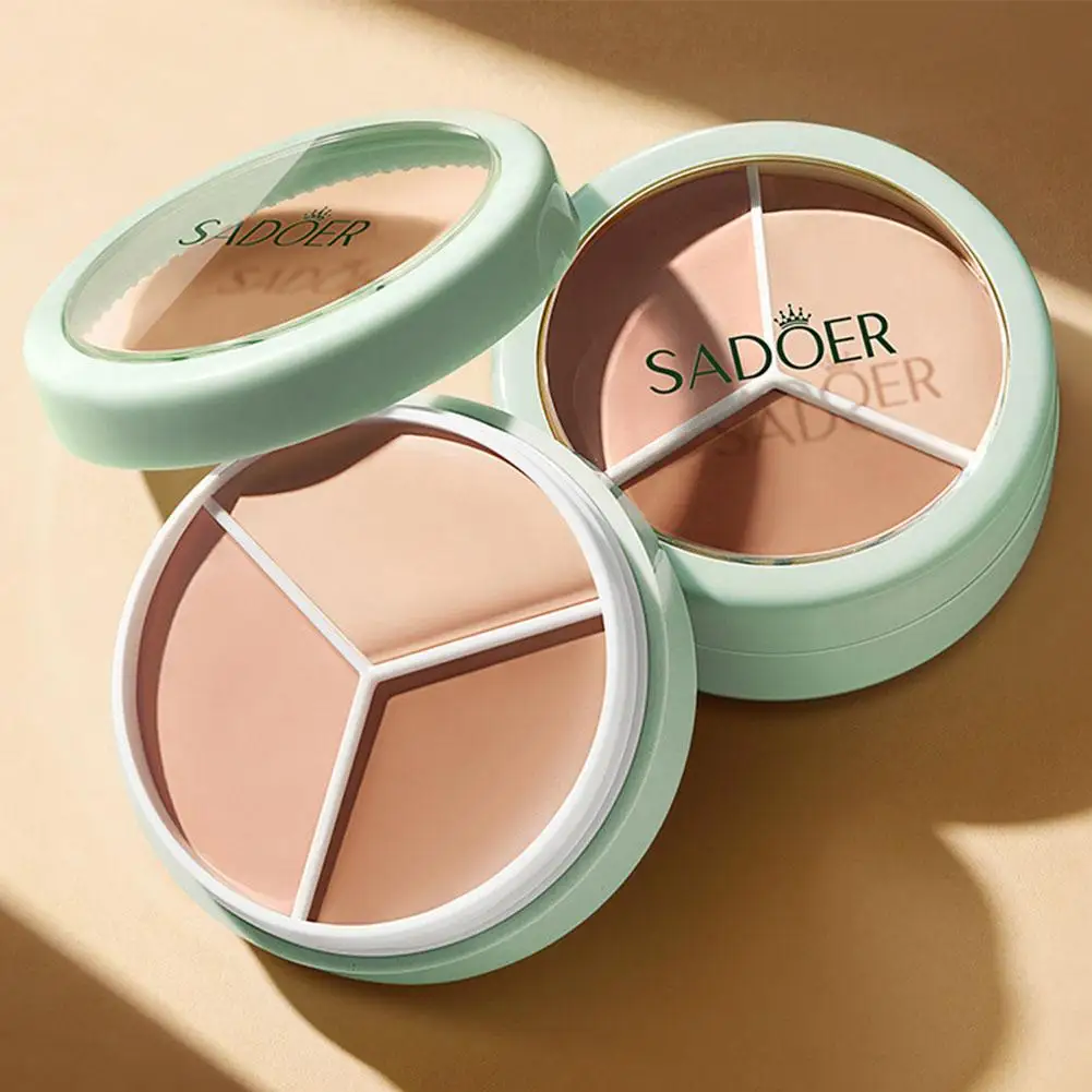 3 Color Concealer with Bright Natural Dark Grey Shades Full Coverage Concealer Cream to Correct Conceal Redness Dark Circles