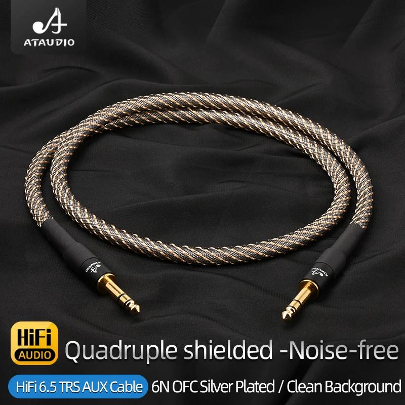 Kabel Audio HiFi 6.5mm TRS przewód AUX do wzmacniacza Micphone Hi-end OFC platerowany srebrny rdzeń 6.5mm męski do 6.5mm TRS kabel męska wtyczka