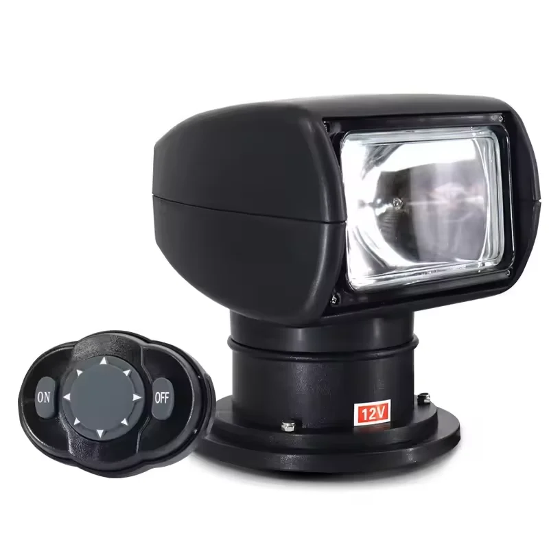 STLF 100W Waterproof LED Spotlight with 360° Remote Control 12 24V Marine Searchlight for Truck Boat Driving Night Navigation Li