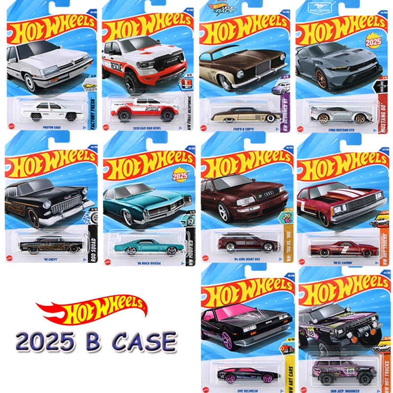 Hot Wheels 2025B Car Model Let's Race 1/64 Van Audi Fiat Mazda Pickup DMC Proton Ford Mustang Jeep Kart Truck Toys for Boys Auto