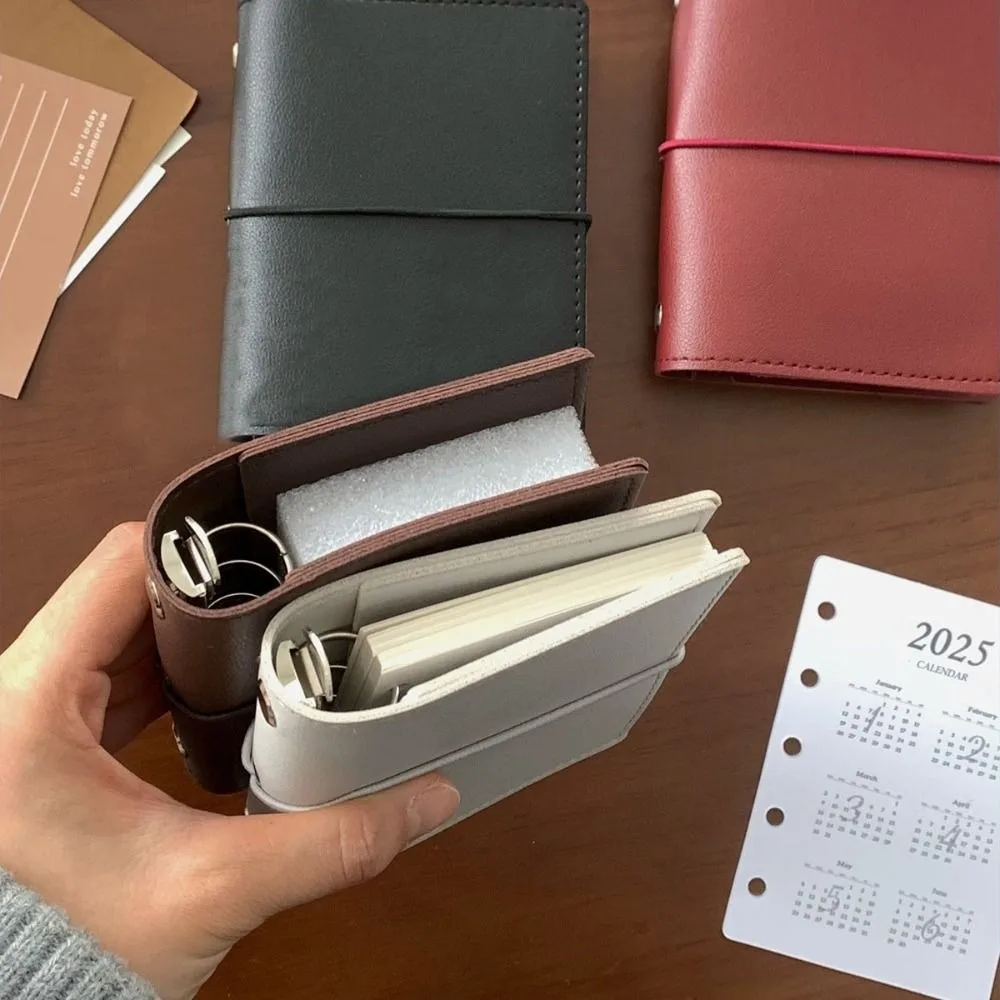 Simple M5 Loose Leaf Notebook Blank Page PU Leather Mini Pocket Notebook Planner Schedule DIY Binder Notebook School