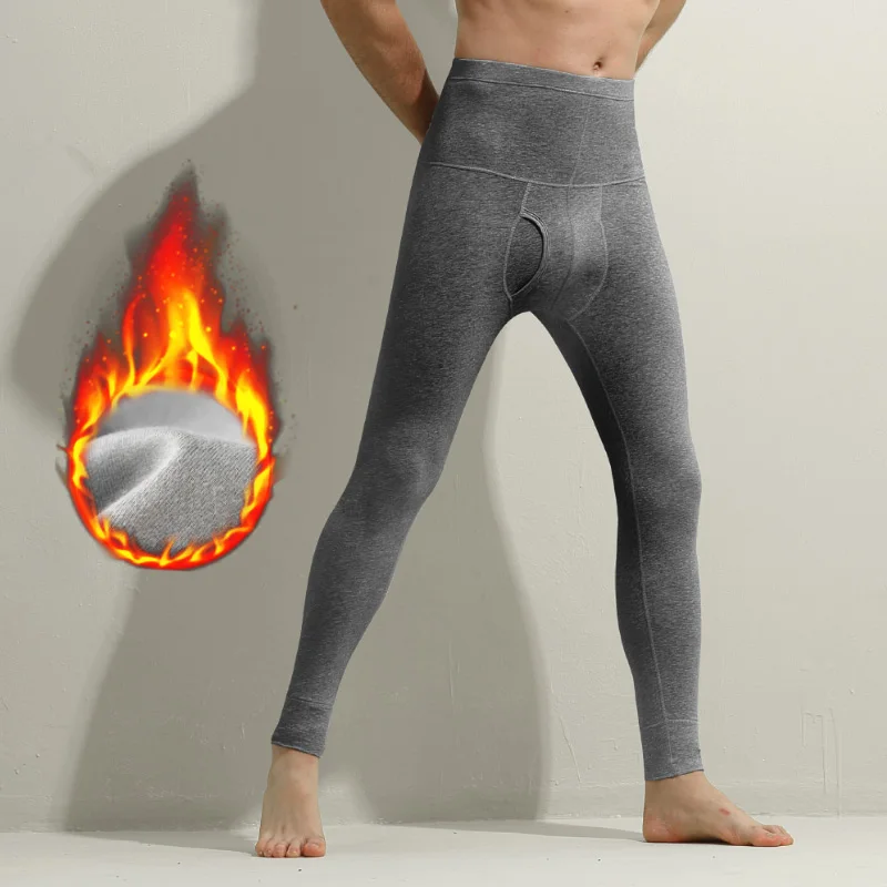 Men's thermal long johns, made of pure cotton, single piece, thin style, as base layer and warm-keeping trousers, slim-fit under