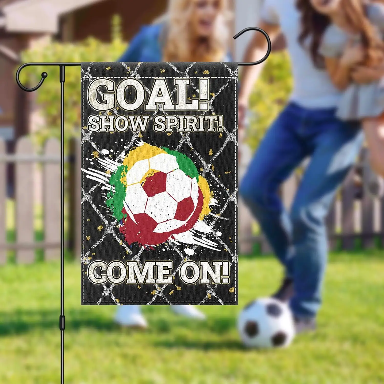 Goal Show Spirit Soccer Garden Flag, 12x18 Inch Double Sided Come on Football Sports Yard Flag, Outdoor Decorative Banner fo jjp