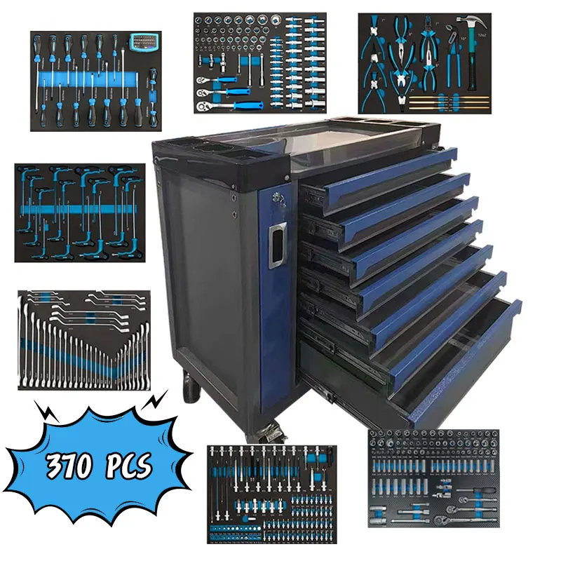 Drawers Garage Storage 370 Pcs Tool Sets Box Tool Chest Workshop Trolley Heavy Duty Tool Cabinet