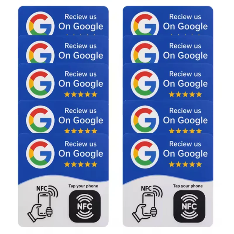 NFC Google Review Card NFC215 Programmable PVC Tap‑To‑Review NFC Card 13.56 MHz Waterproof Scratch Resistant Customer Feedback