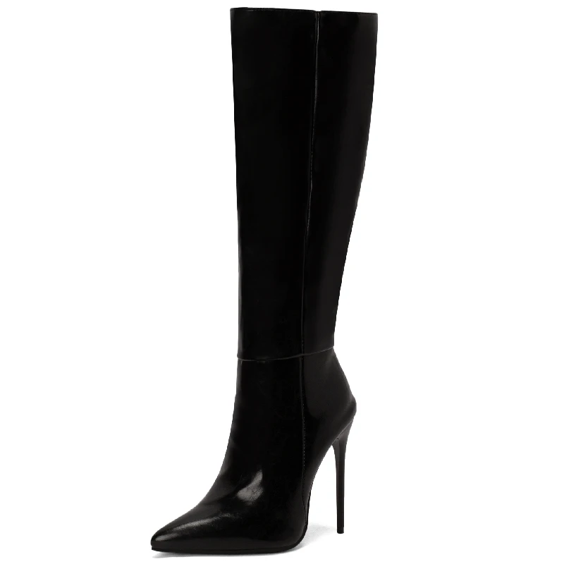 Women\'s Red Knee High Boots Sexy Green Blue Black White Heeled Long Boot Zipper Large Size 48 Autumn Winter Party Shoes Ladies